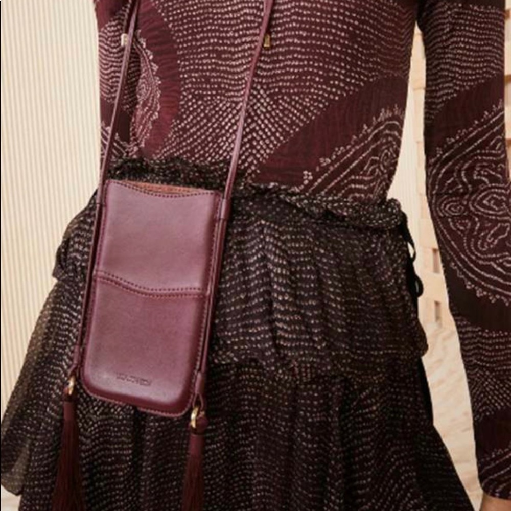 Ulla Johnson Alvie Phone Crossbody bag Burgundy